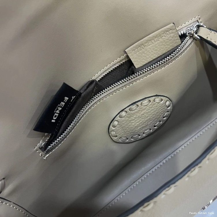Cheap Romano Fendi Bag Selleria Khaki Leather Baguette In Cuoio Medium 0819